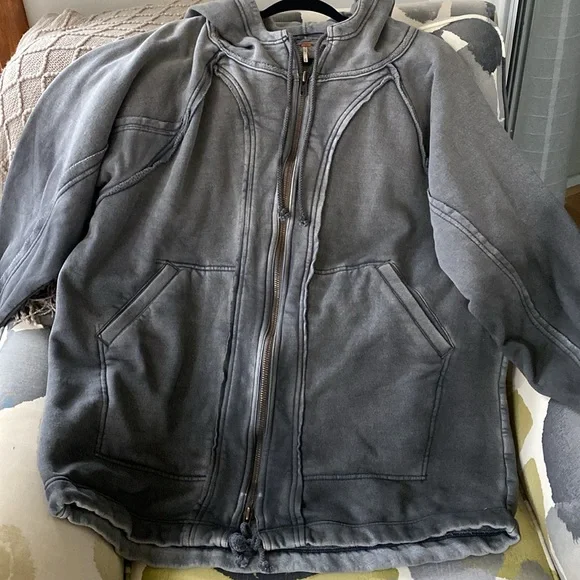 NWOT Free People Zip Up Oversized Hoodie - Picture 4 of 5